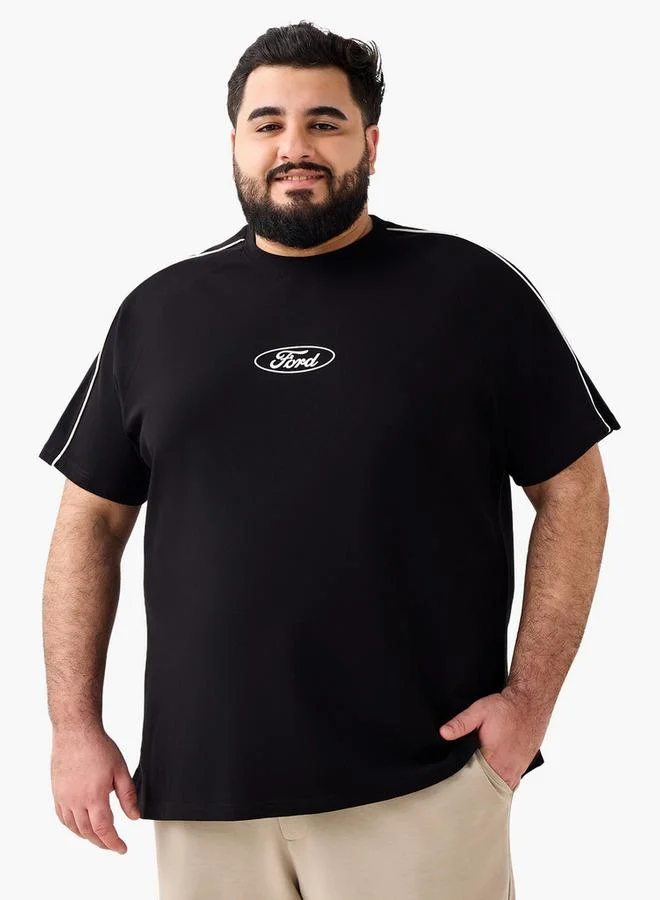 ماكسيم Men Regular Fit Crew Neck Short Sleeves Mustang Ford Print T-shirt